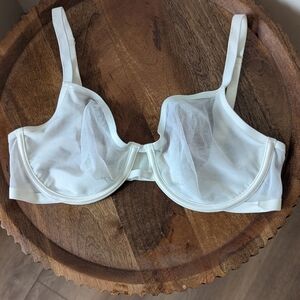 Auden 34D Unlined Demi Sheer Mesh Seamless Underwire Bra White
